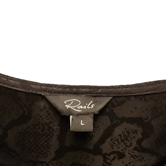 Rails Hillary Black‎ Snake Jacquard Wrap Blouse Top Size L - Picture 5 of 15